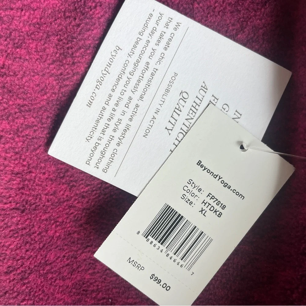 NWT Beyond Yoga New Terrain Pullover XL Heather Dark Beet Activewear Sweatshirt - Picture 6 of 11